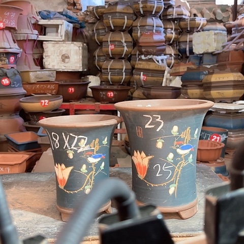 紫砂花盆高蓝花盆一个