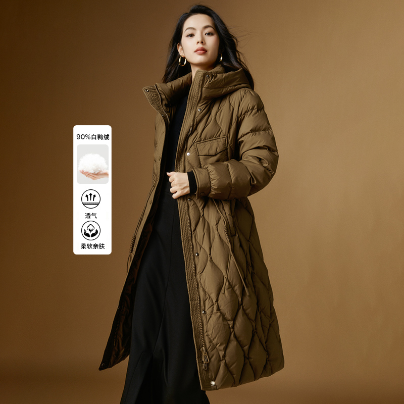 【新品】2025冬厚外套连帽长款羽绒服女25082116