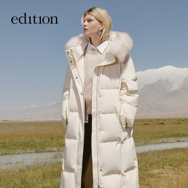 【商场同款】edition冬季毛领连帽长款好羽绒服#EBD4EIN005