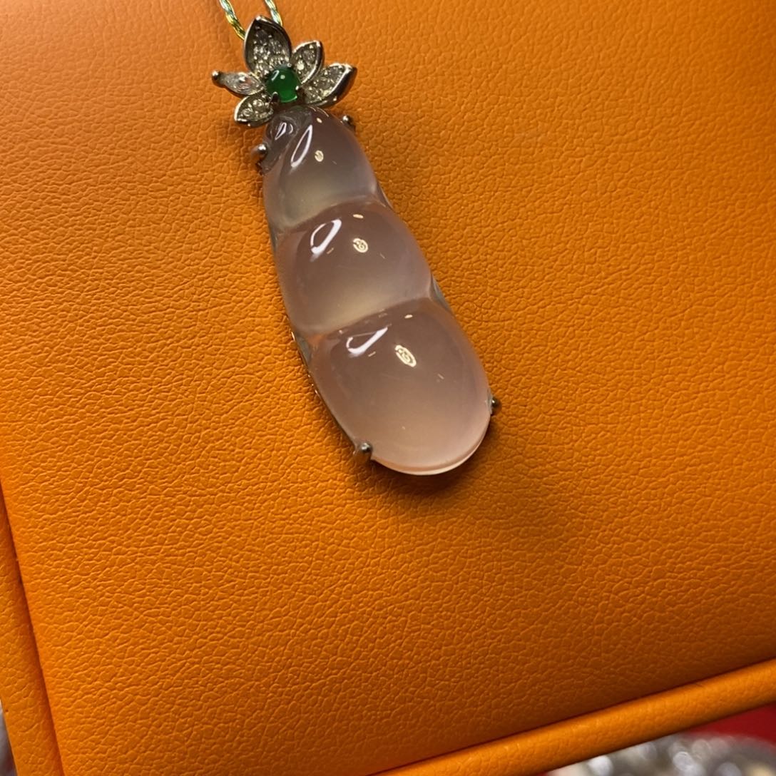 石英质玉银S925镶嵌吊坠
