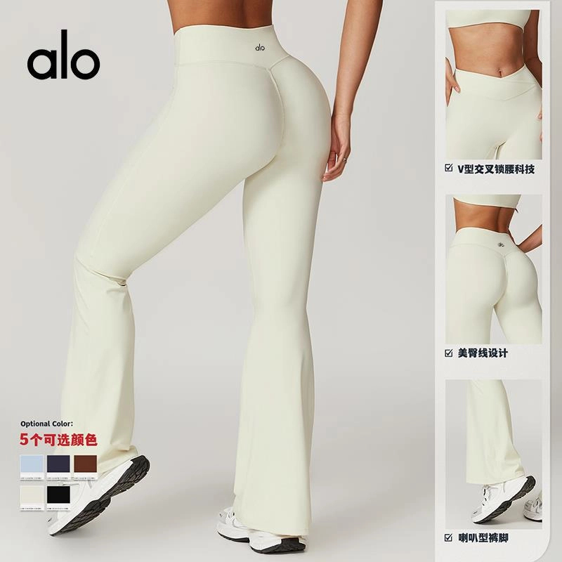 alo瑜伽裤yoga速干提臀微叭裤女裸感高腰紧身休闲运动阔腿喇叭裤