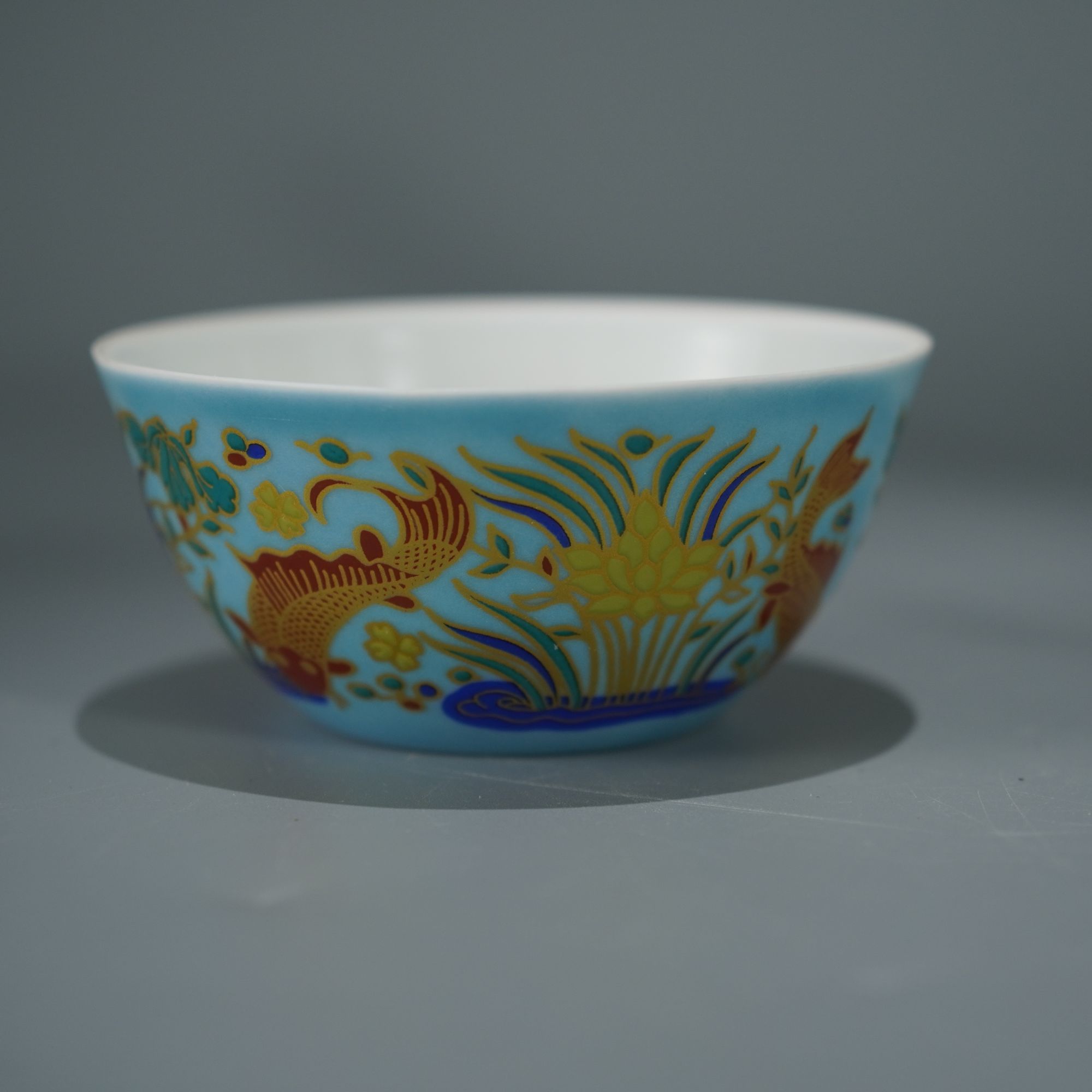 11335明成化描金卧足杯【古玩古董明清瓷器宋瓷】