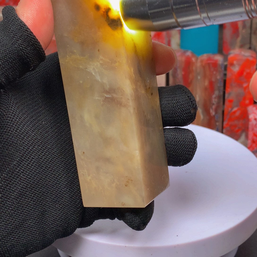 昌化石豆青冻水草印章
