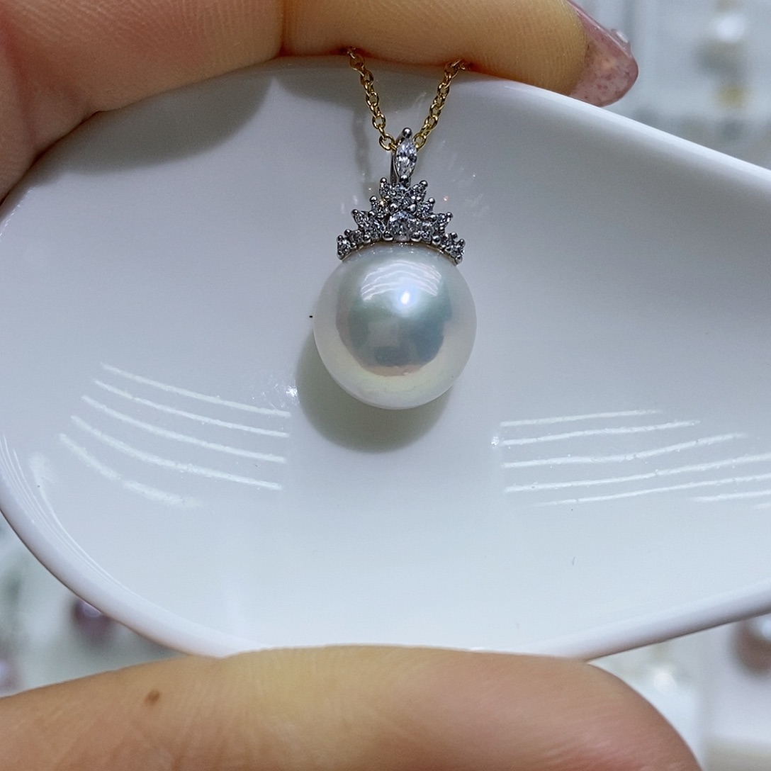 淡水珍珠吊坠(不含链)银S925镶嵌