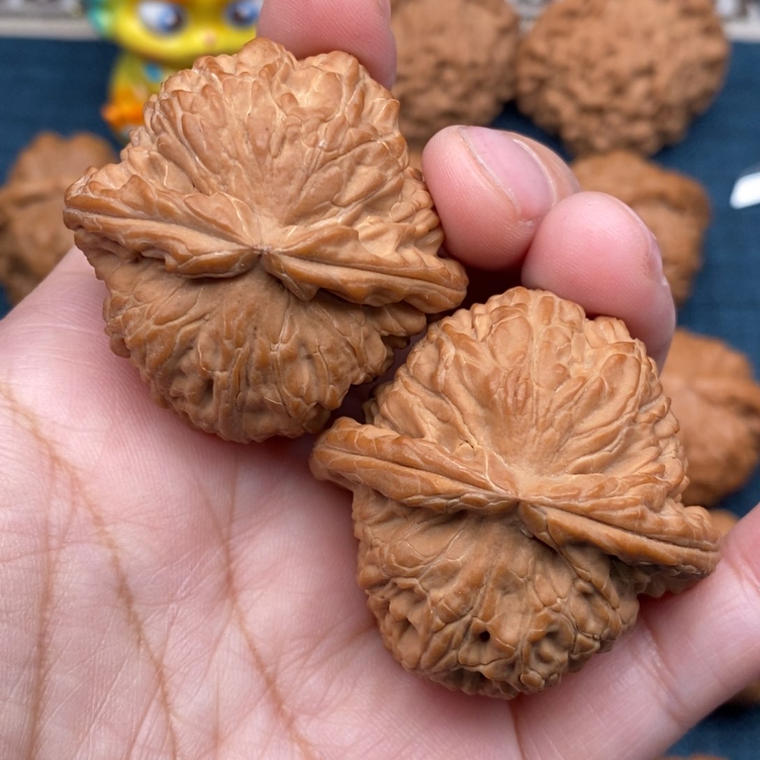 文玩核桃把件42精品红皮球白全品
