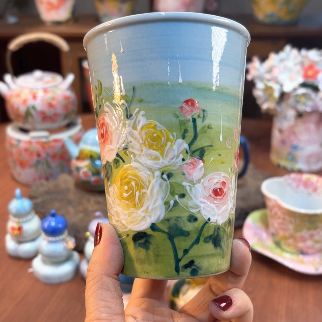 瓷片景德镇手绘高温釉下彩陶瓷茶具