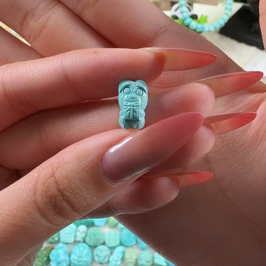 绿松石未镶嵌吊坠(不含链)礼物小熊