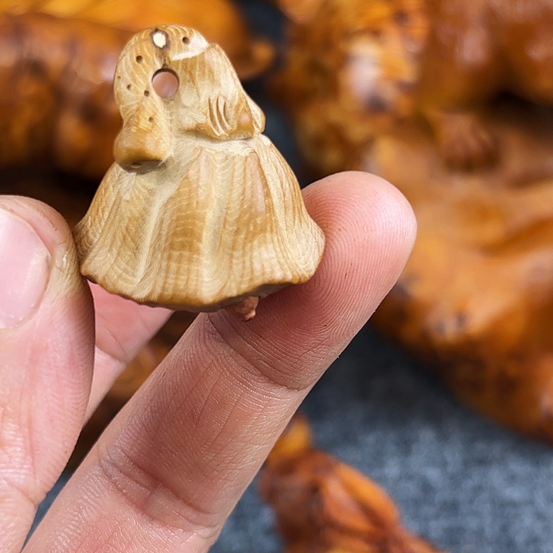 柏木六道木莲蓬手把件