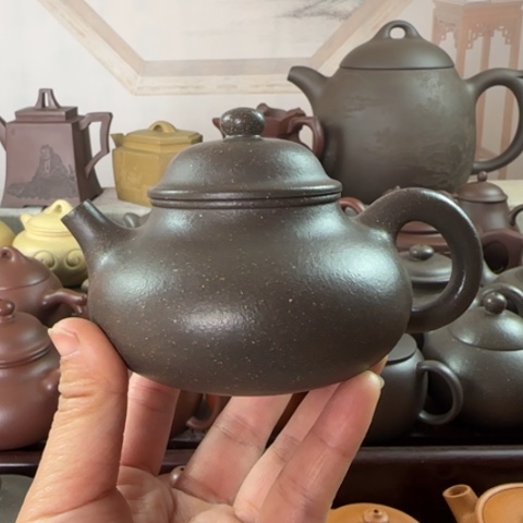 紫砂茶壶梨皮天青200c c