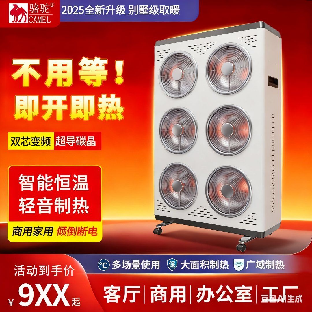 CAMEL/骆驼新款碳晶盘取暖器远红外电暖器大面积制热商用家用工厂