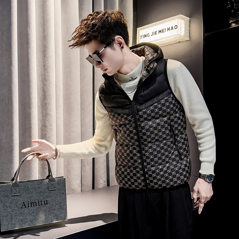 男士连帽无袖棉衣外套冬季潮流保暖休闲袄子高级感新款休闲棉服男