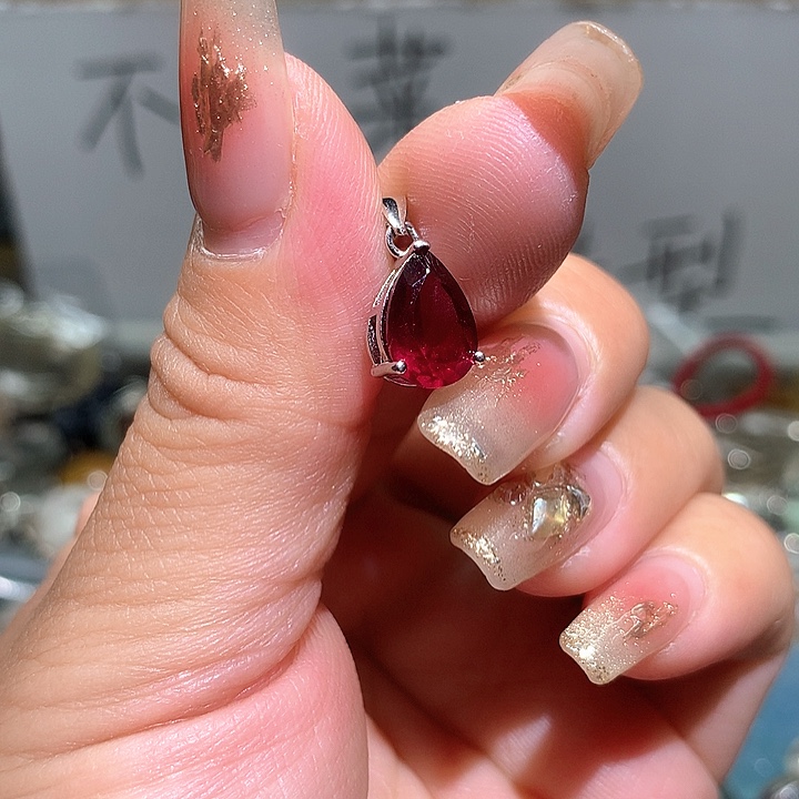 水晶吊坠银S925镶嵌水晶