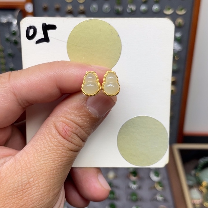 银S925镶嵌和田玉耳饰和田玉05