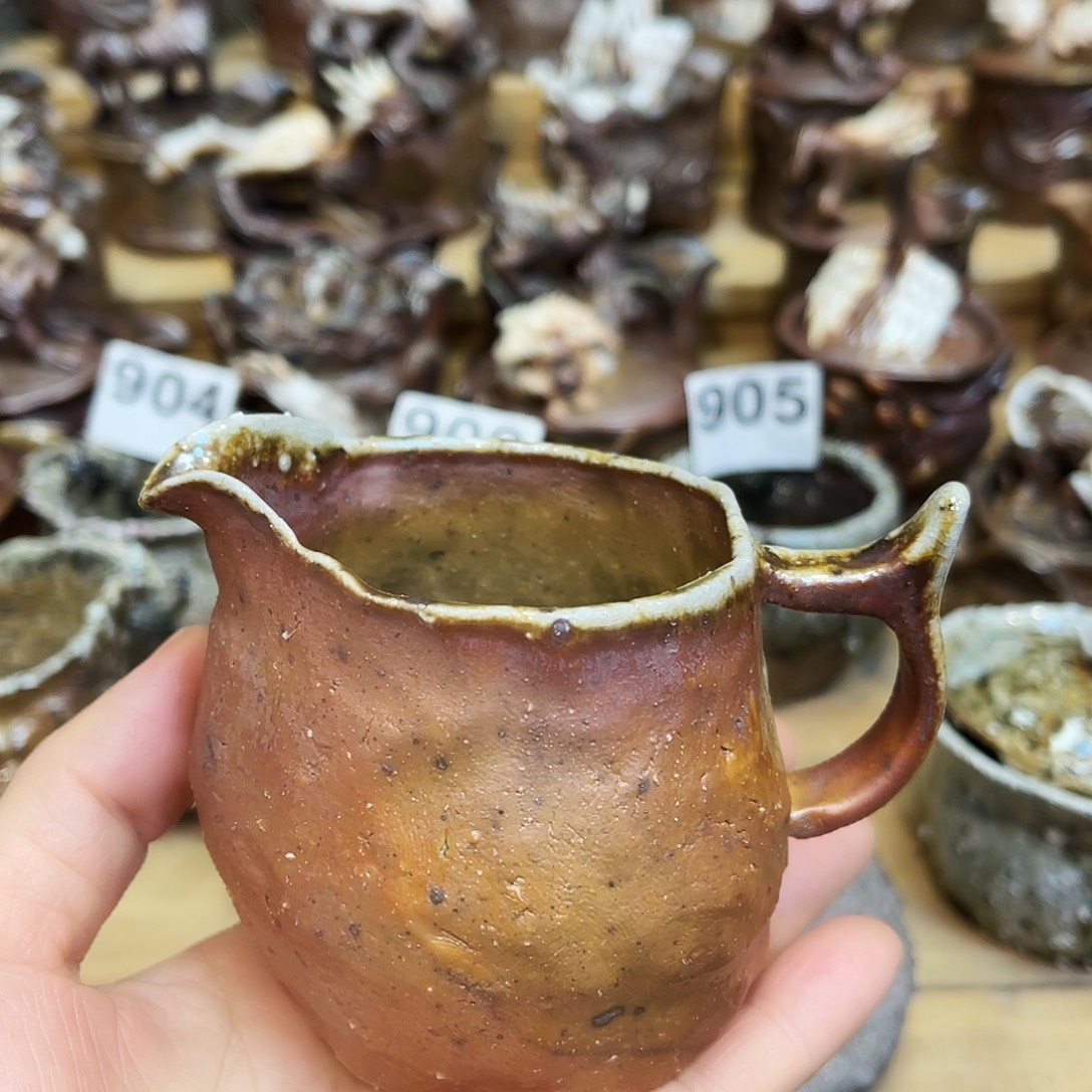 瓶柴烧粗陶手捏公道杯