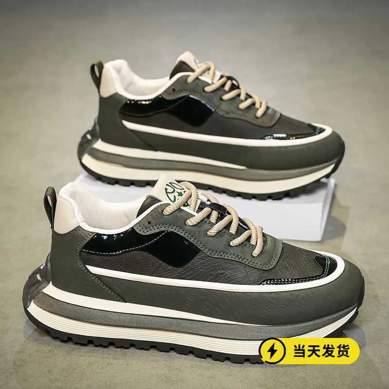 正品男鞋2025春季新款透气低帮老爹鞋百搭潮流厚底增高鞋运动休闲