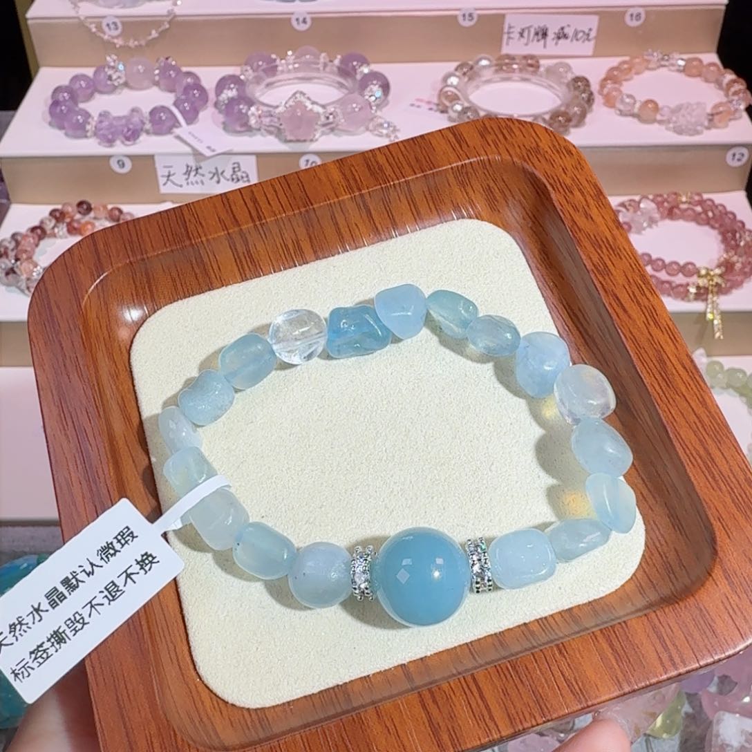 水晶手串未镶嵌海蓝宝