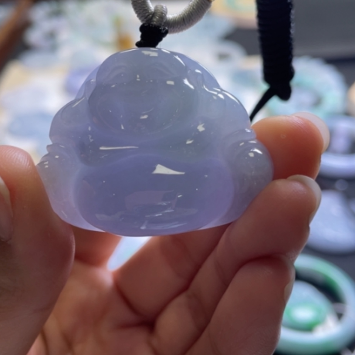 【闪购商品】翡翠颈饰未镶嵌紫罗兰大肚佛