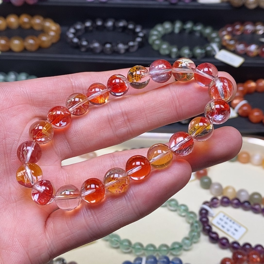 水晶手串未镶嵌锦鲤胶花9.8