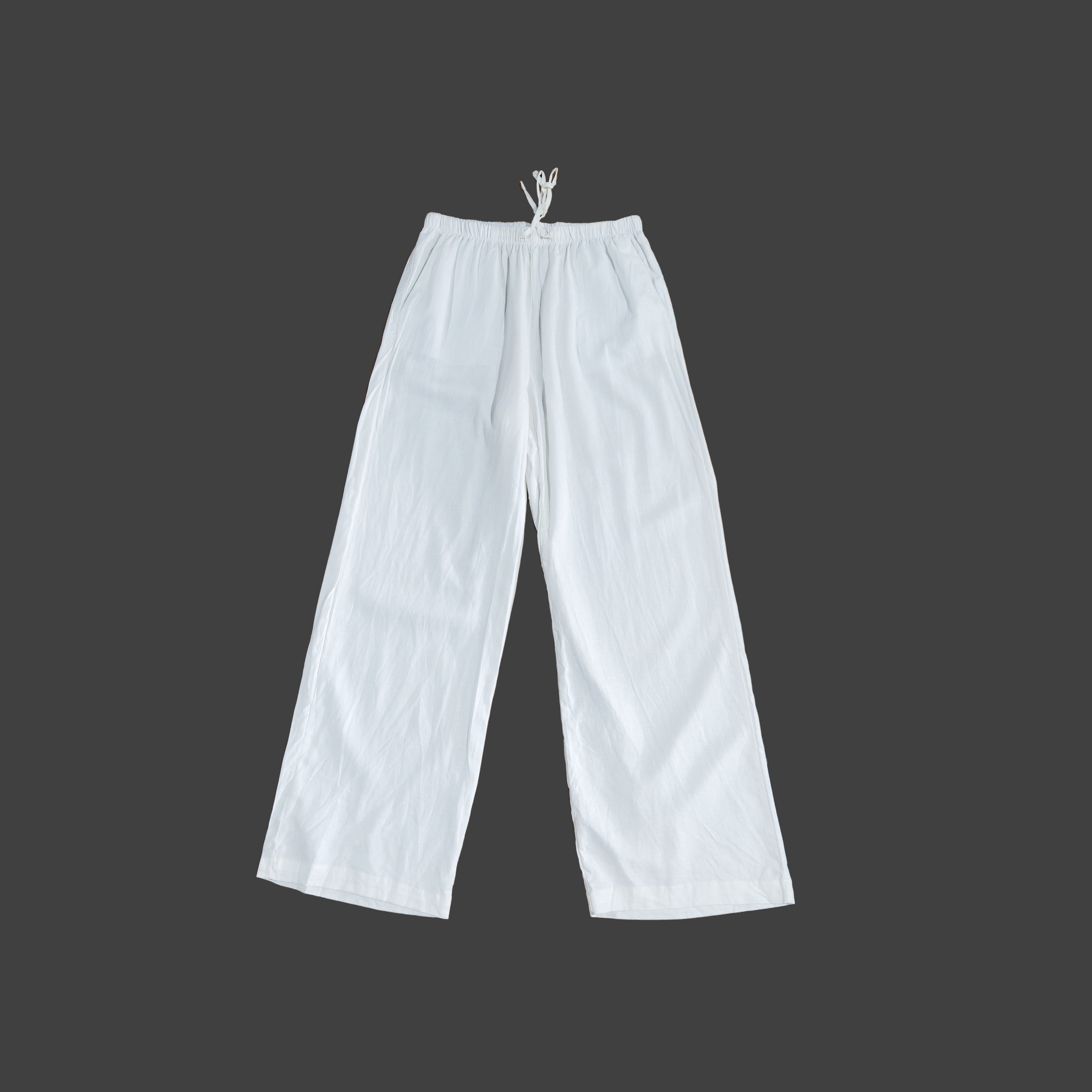 亚麻混纺白色直筒裤NO退换