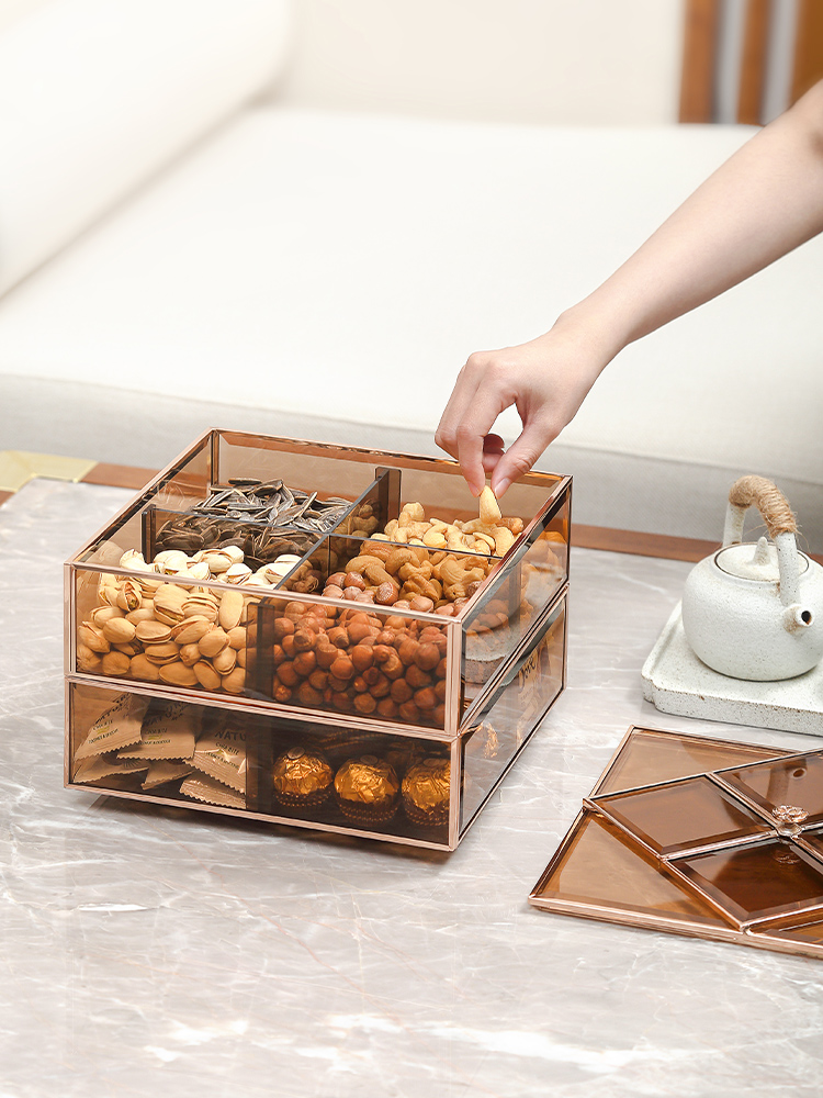 轻奢高档胡桃木干果盒家用客厅茶几收纳零食糖果盘