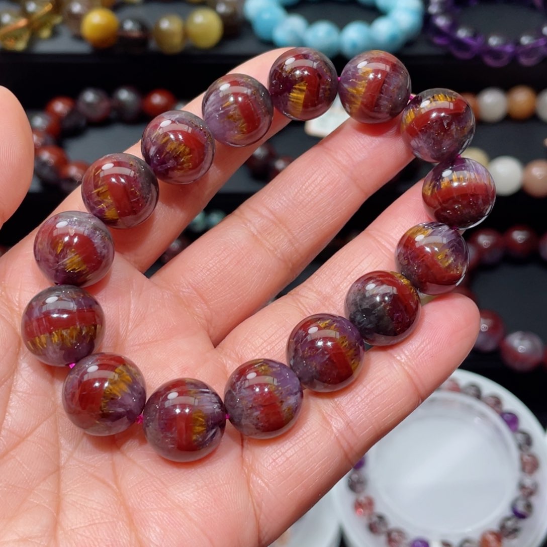 水晶手串未镶嵌极光手链，晶体通透