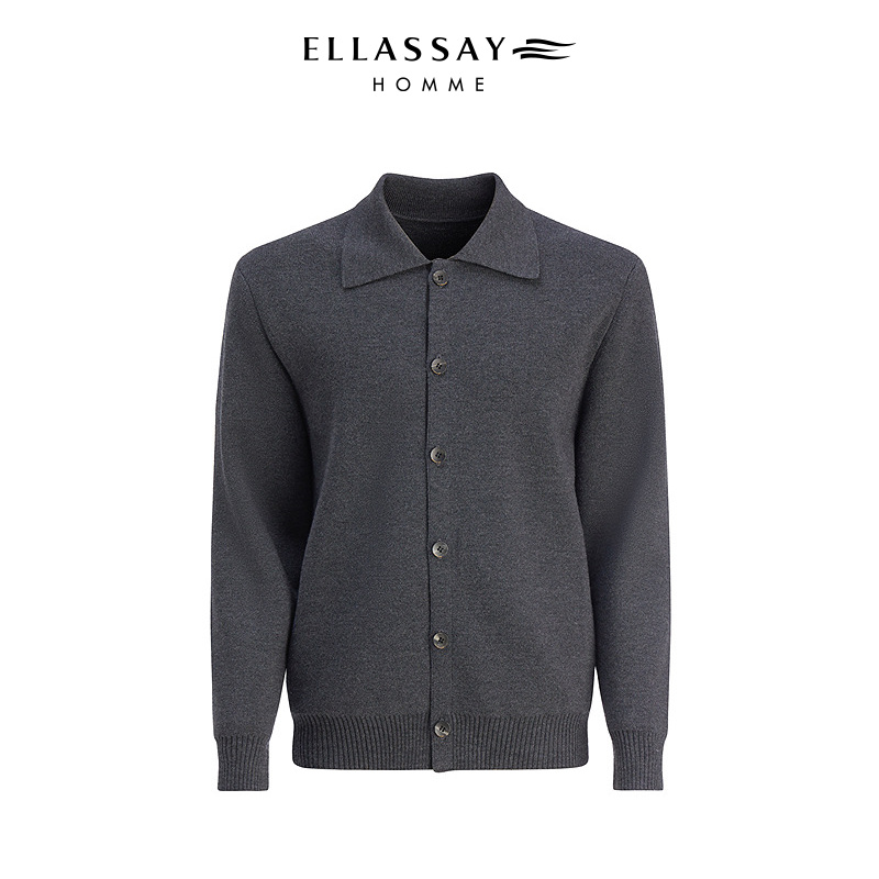 【90.2%绵羊毛】ELLASSAY歌力思新款简约针织开衫男款|EME363M00500