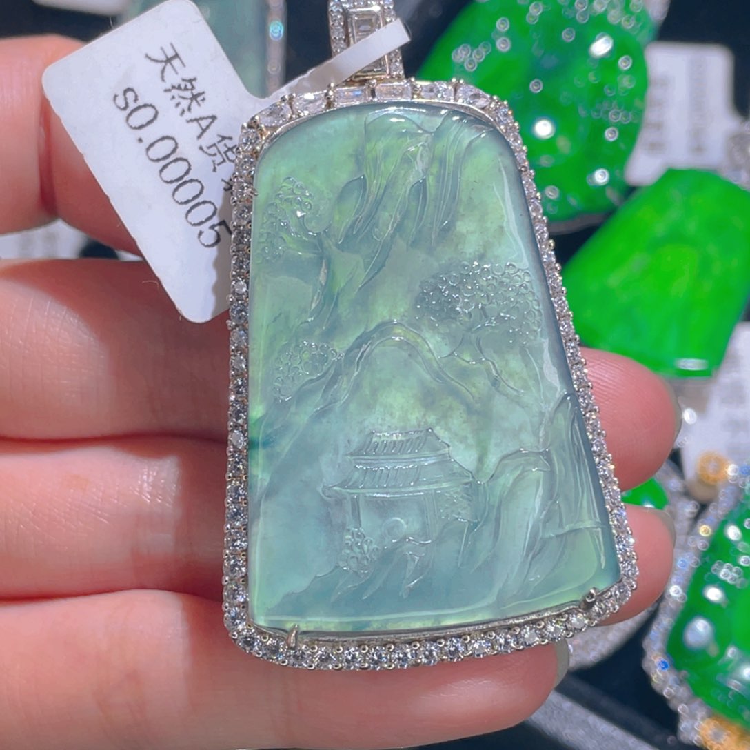 翡翠吊坠(不含链)银S925镶嵌