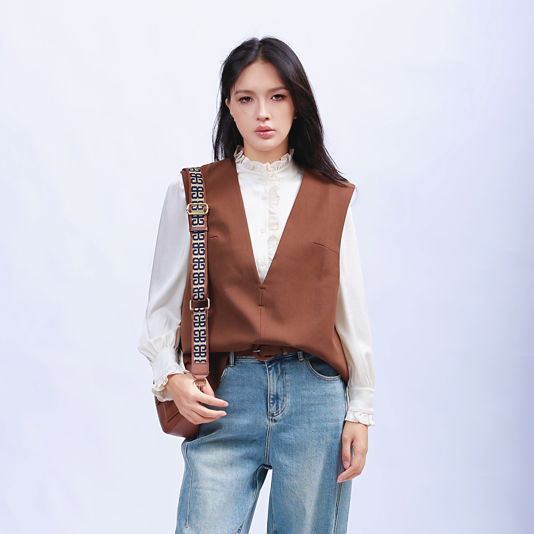 薄款法式秋季常规款宽松型马甲