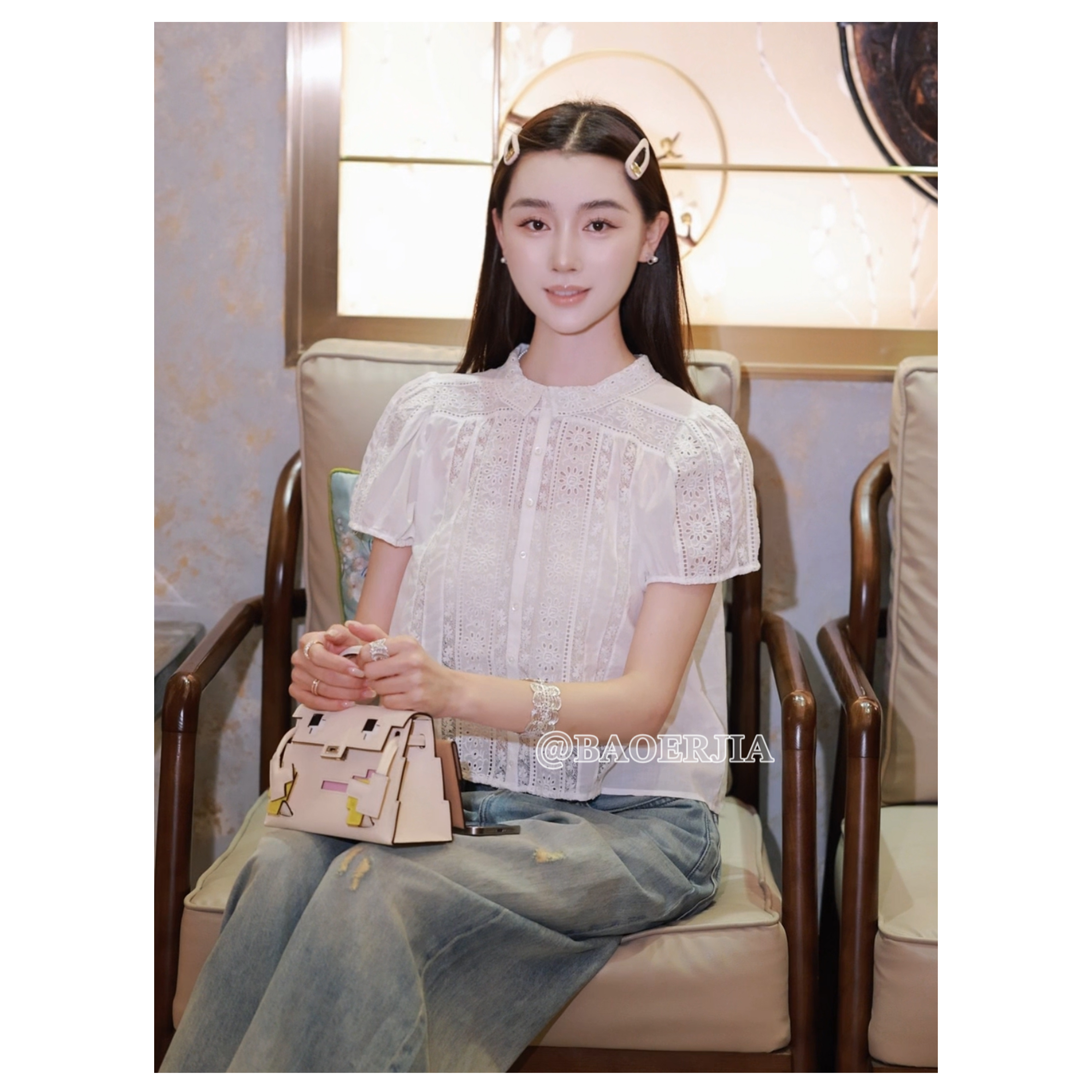 18-【娃娃衫】宝儿家含幂BK102425205夏季重工刺绣法式浪漫精致上衣