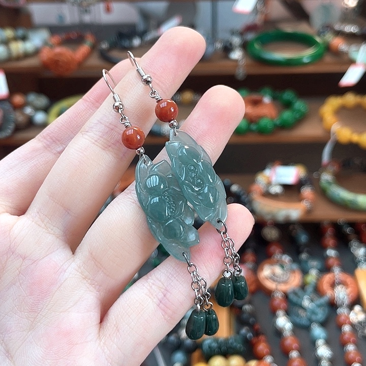 翡翠未镶嵌耳饰饰品