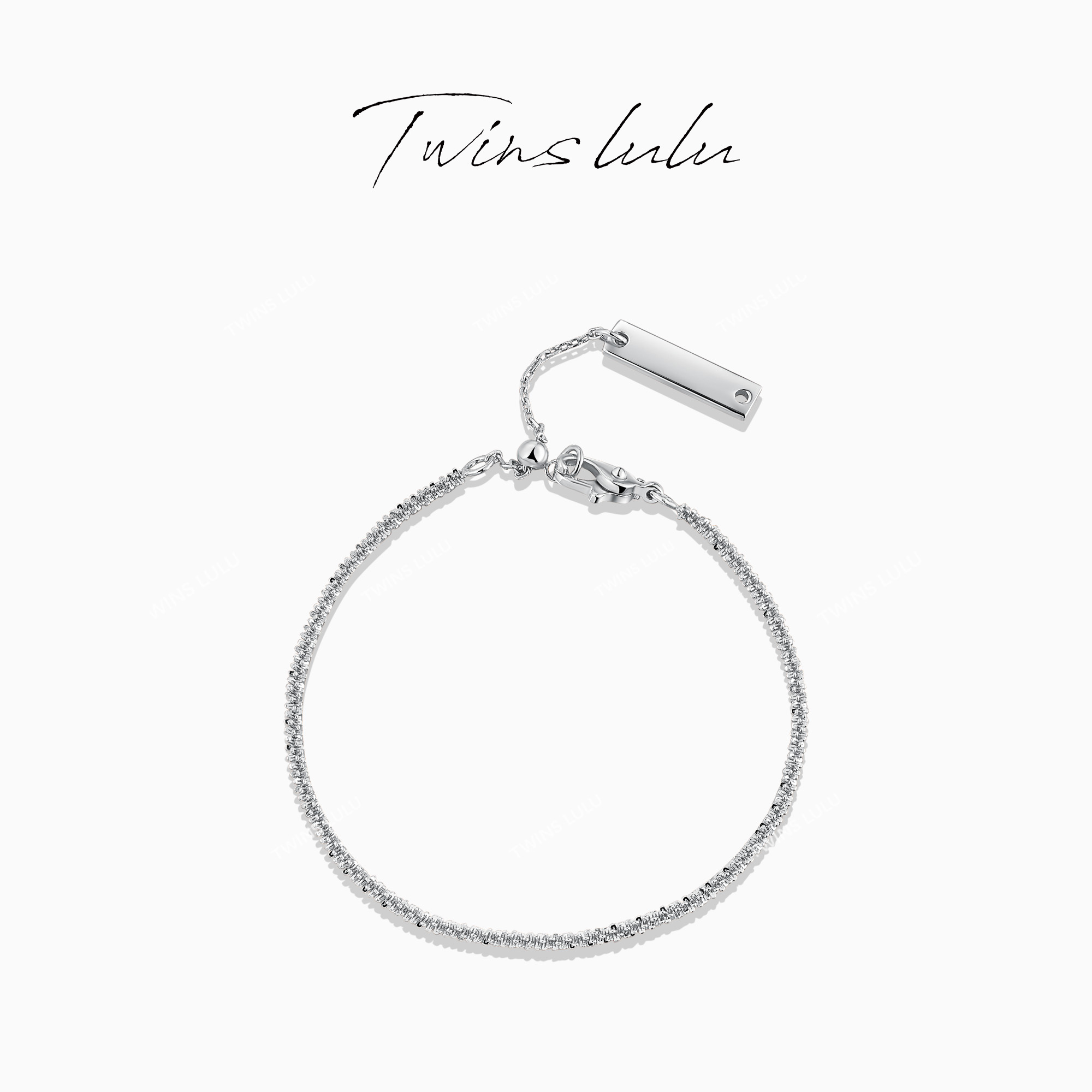 925银手链 TWINS LULU 气质时尚设计感简约个性闪片手链TSS7621