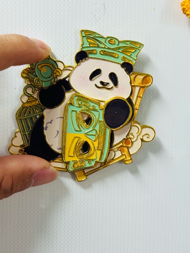 原创熊猫冰箱贴【熊猫金属冰箱贴】熊猫花花青铜变脸金属冰箱贴