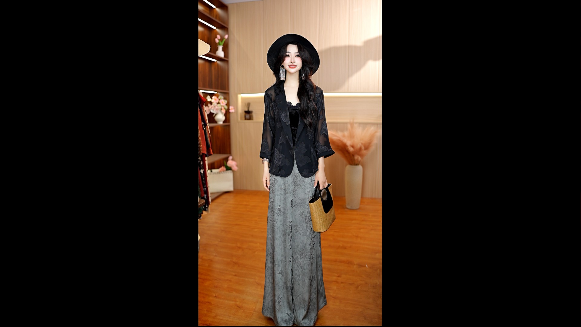 0308-20(梅兰竹菊）新款时尚休闲裤