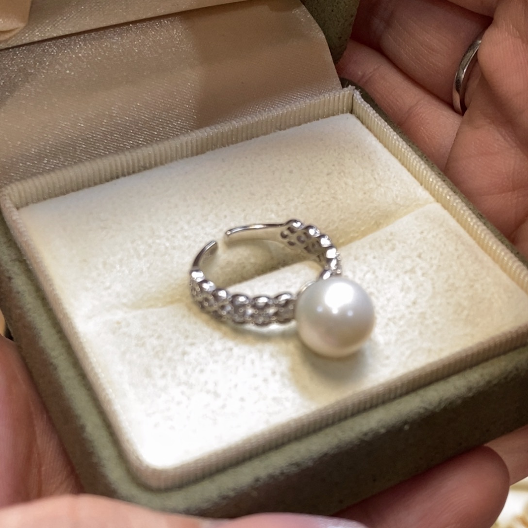 海水珍珠戒圈银S925镶嵌
