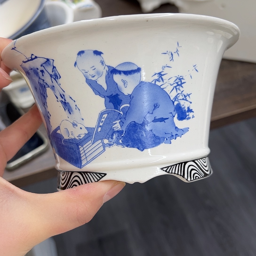 紫砂花盆墨**࿐455号瑕疵15.5/8.5cm