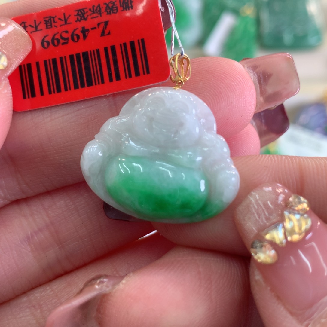 翡翠吊坠(不含链)18K金镶嵌