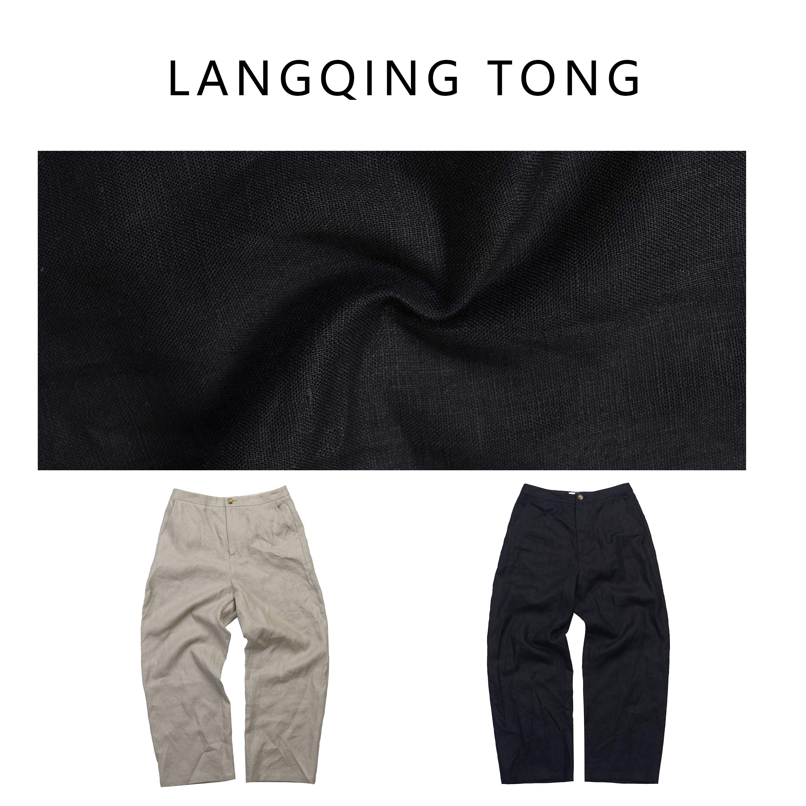 浪清/女装推荐  阿波罗亚双色亚麻裤 41896#