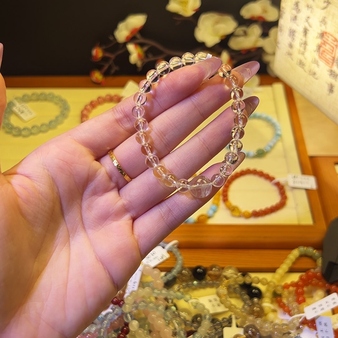 水晶手链银S925镶嵌T白水408