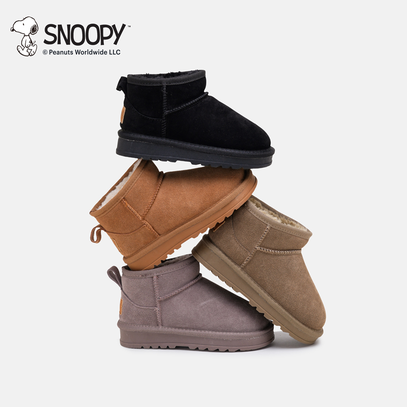 史努比2025冬季亲子款百搭雪地靴加绒加厚保暖棉鞋 SM02405010 ZC