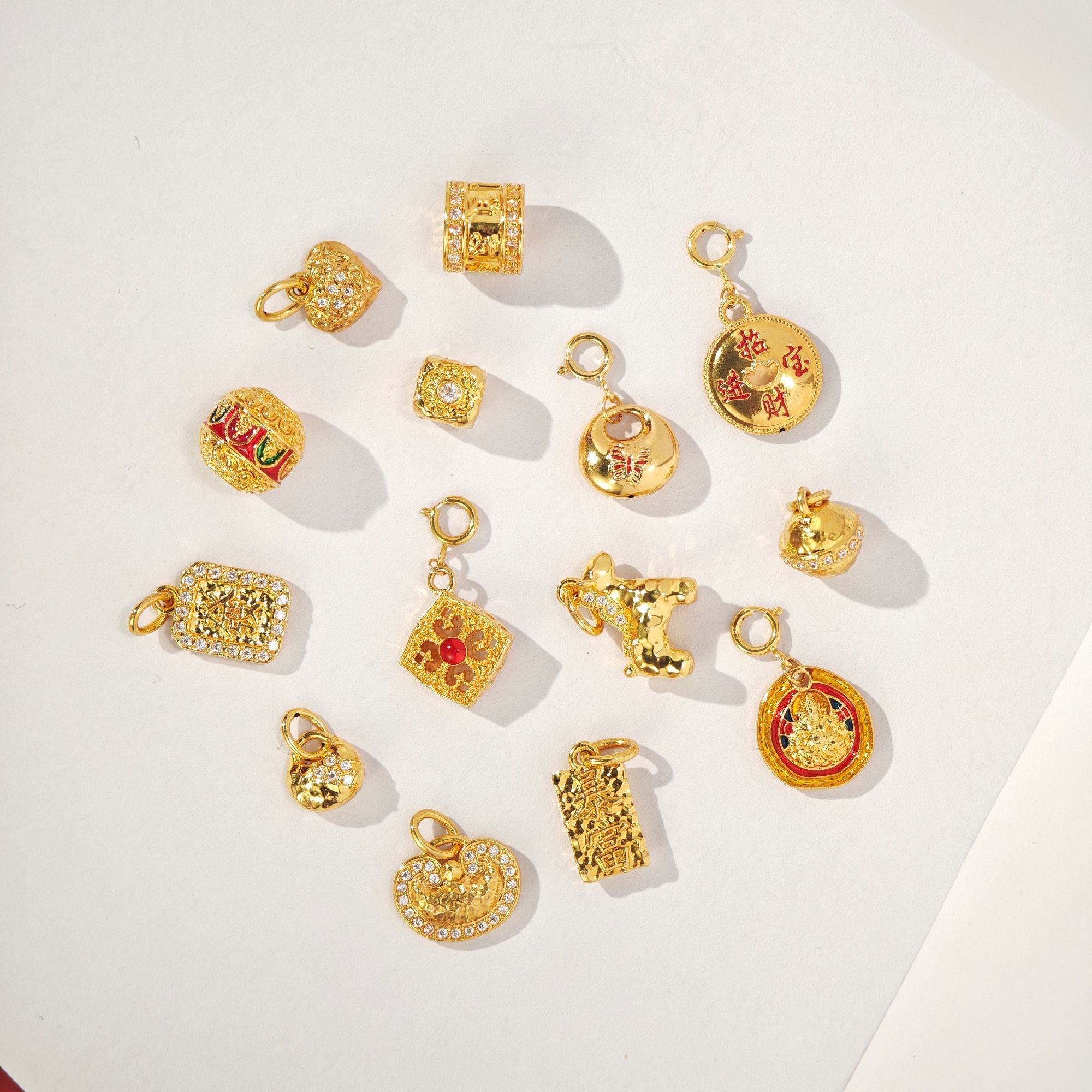 【富萌主精选】18K金百搭锤纹珐琅小滴流配件 多样性发一