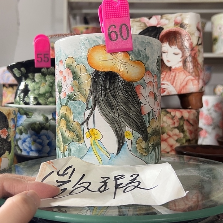 景德镇手绘花盆 满38包邮