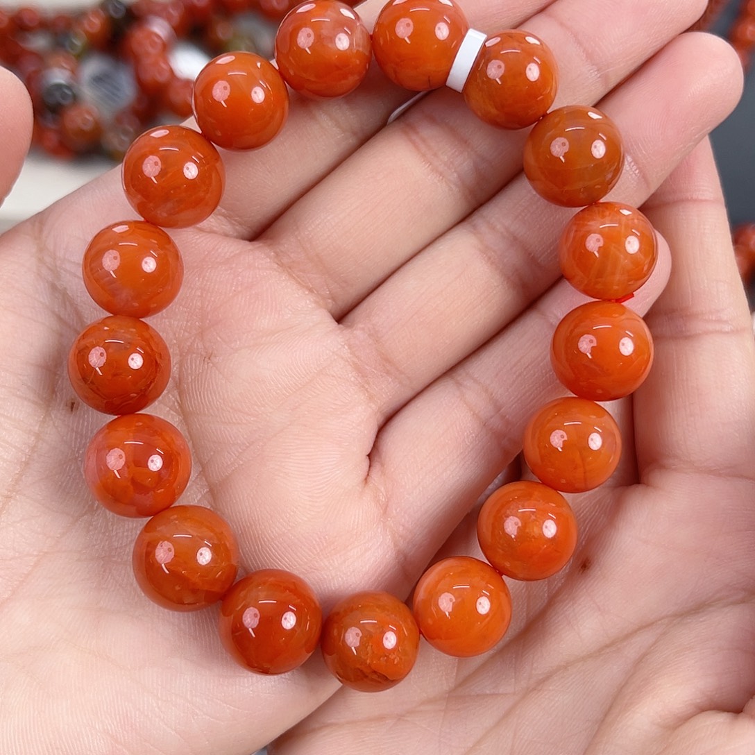 南红玛瑙未镶嵌瓦西柿子红满肉单圈12mm