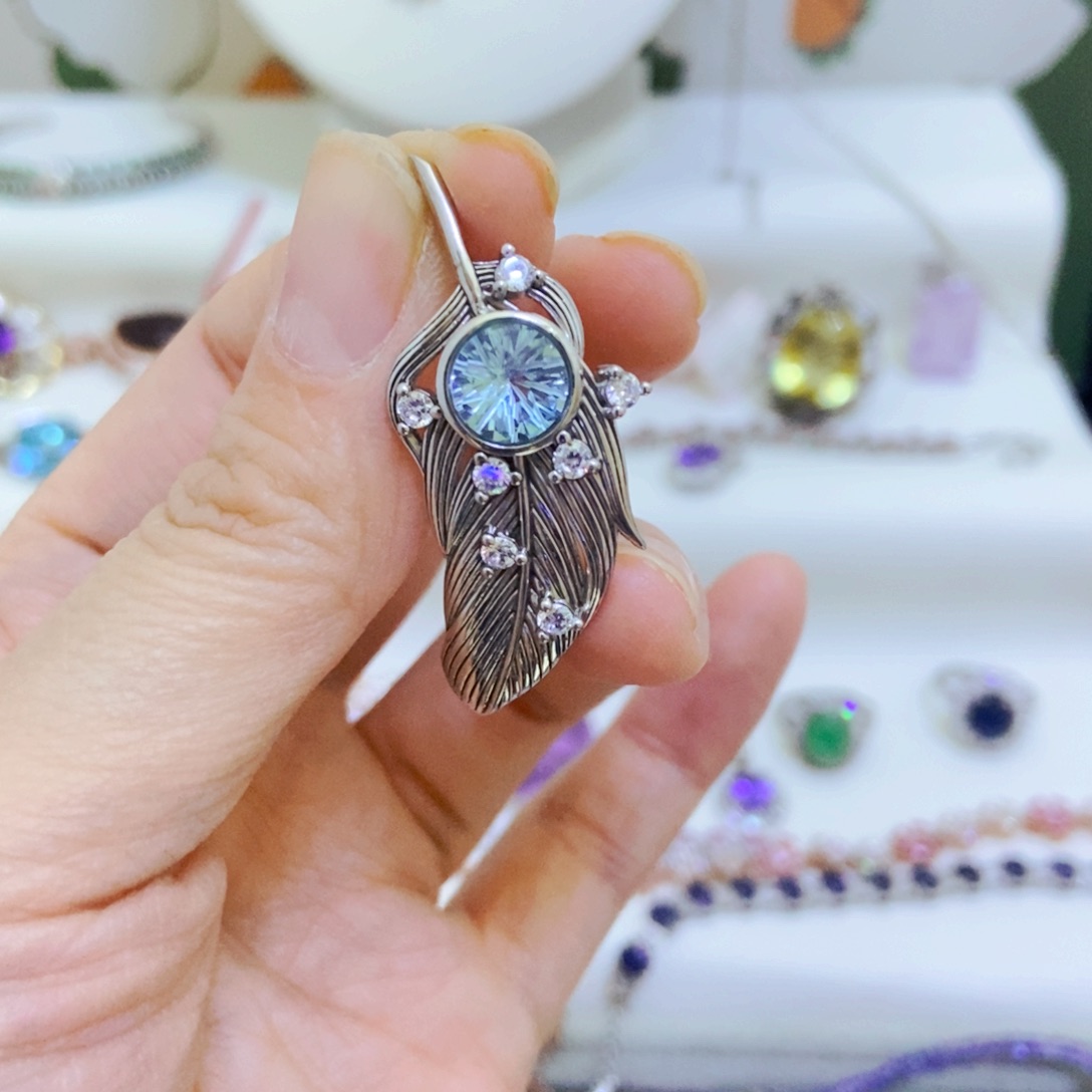 吊坠(不含链)银S925镶嵌托帕石