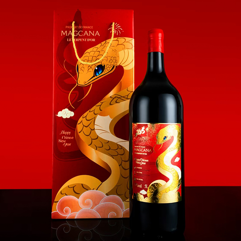 玛格卡纳金蛇献瑞5L干红葡萄酒  15度红酒5升大酒 送礼新年