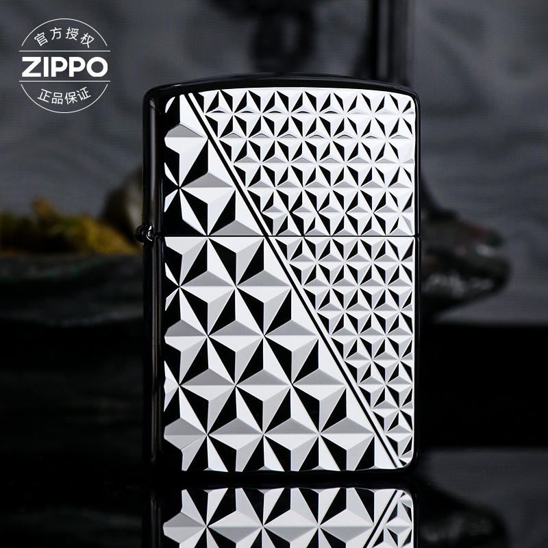 ZIPPO/之宝打火机正品菱形方格盔甲钻石切割 设计镀钛防风DYX1