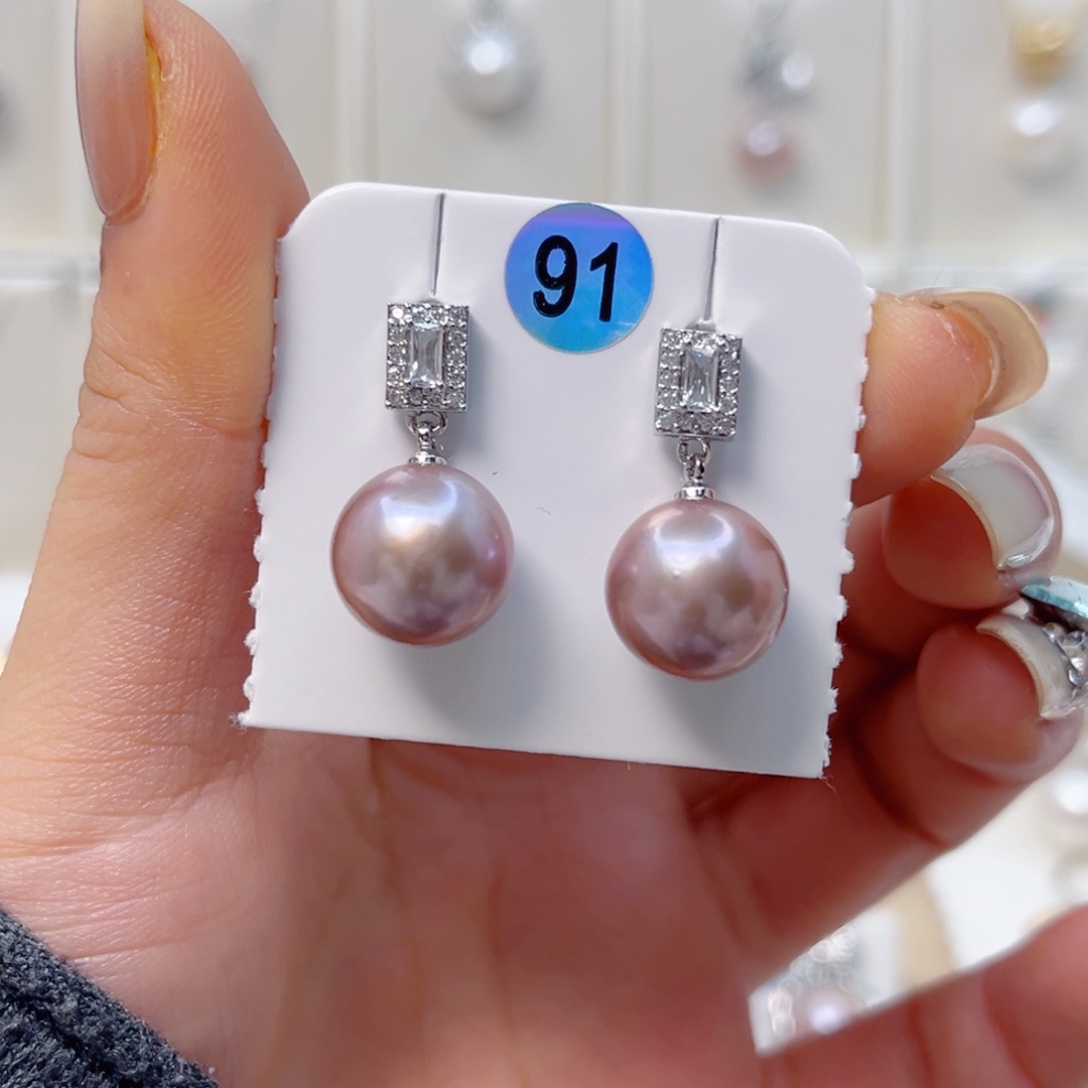 银S925镶嵌淡水珍珠耳饰