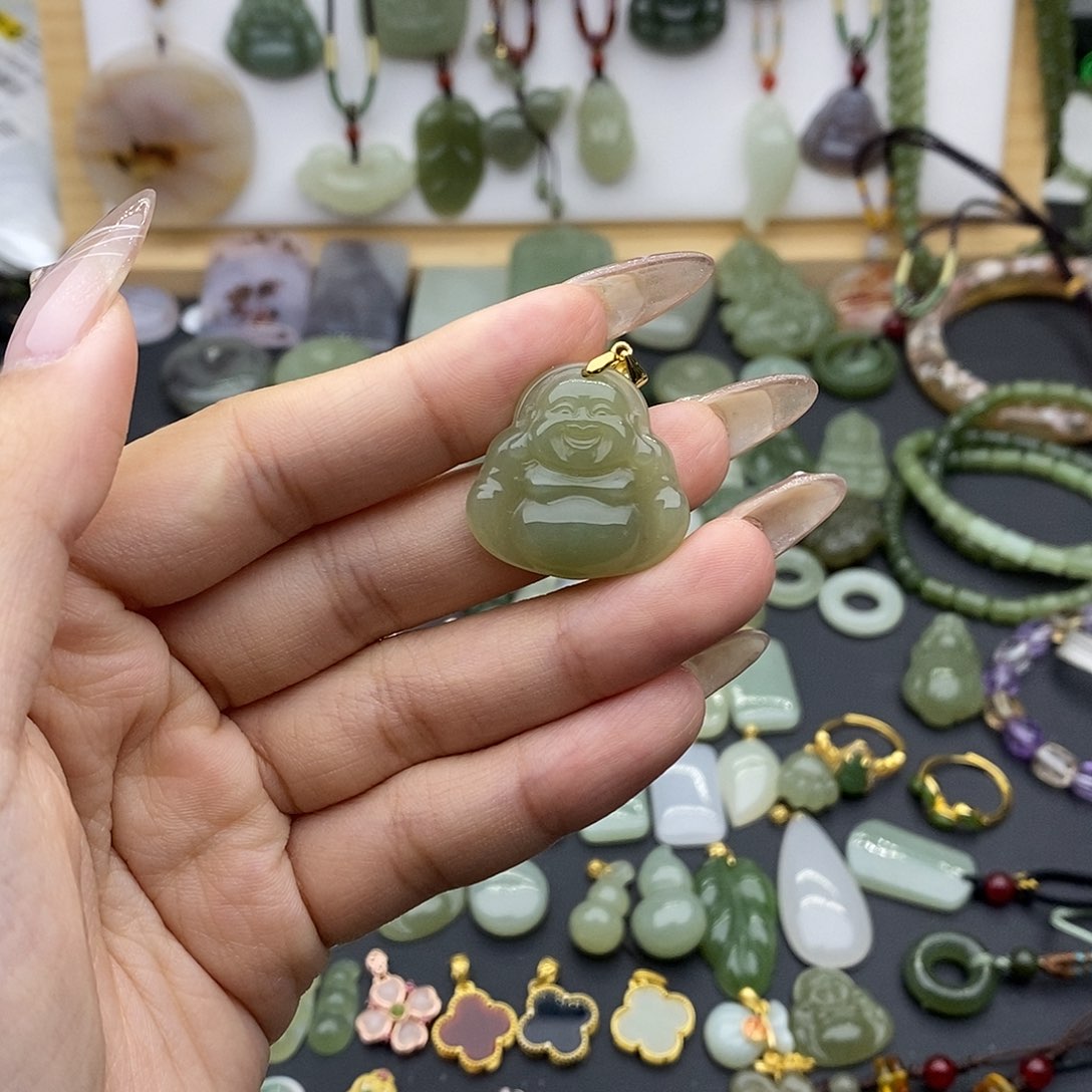 和田玉吊坠(不含链)银S925镶嵌