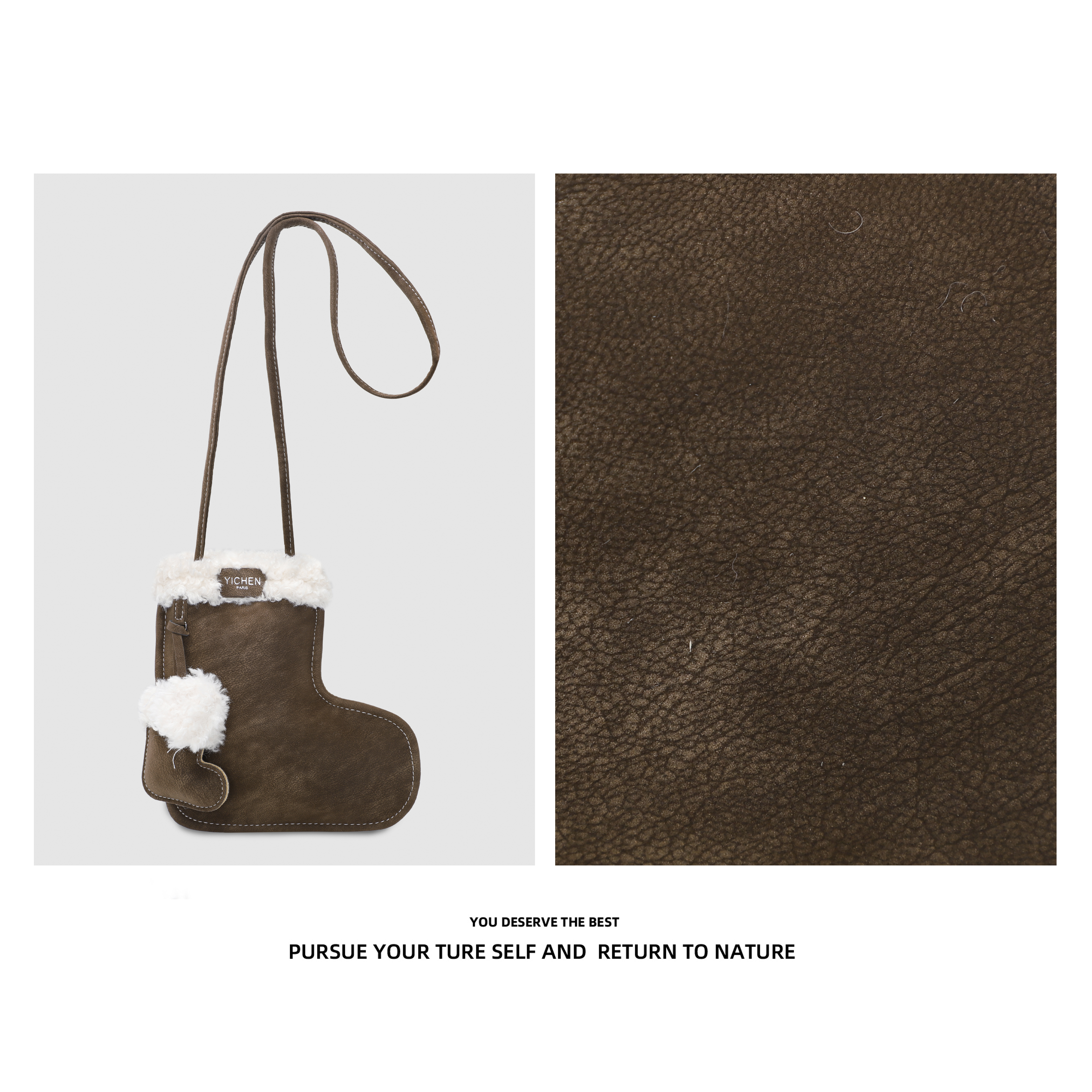 可爱风手机包圣诞小鞋子包包单肩款斜挎包毛毛包25785-1