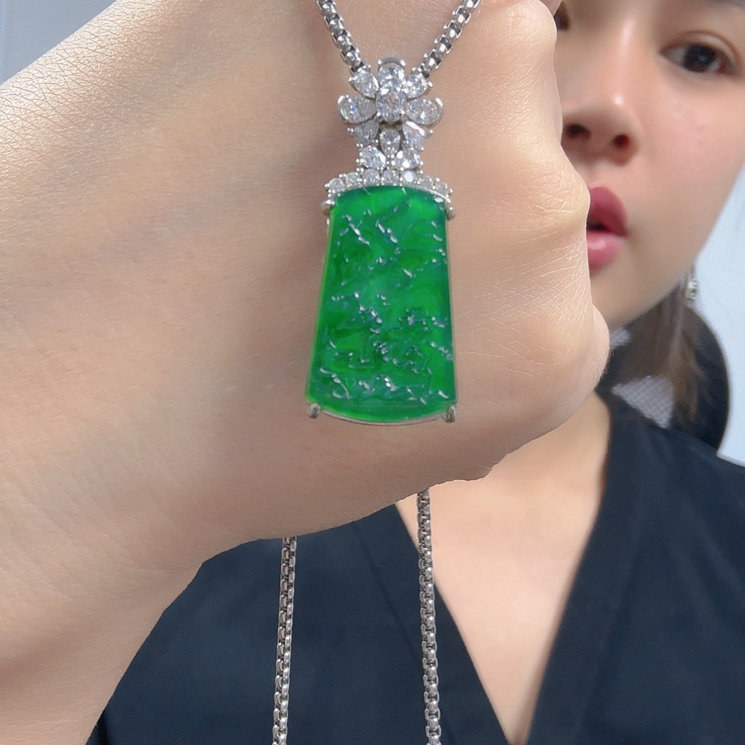 翡翠银S925镶嵌吊坠(不含链)