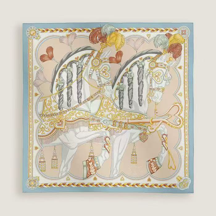 未使用 Hermes/爱马仕 浅蓝色甜蜜的鞍具丝巾